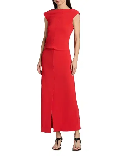 Proenza Schouler Women's Damea Double Crepe Maxi Dress - Tomato - Size 8 | Thumbnail 3