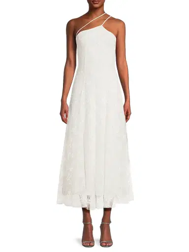 Black Halo Women's Athena One-Shoulder Midi-Dress - Chantilly White | Thumbnail 3