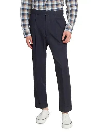 OFFICINE GÉNÉRALE Men's Hugo Cotton Poplin Pleated Trousers | Thumbnail 3