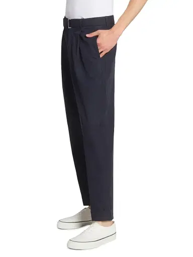 OFFICINE GÉNÉRALE Men's Hugo Cotton Poplin Pleated Trousers | Thumbnail 4