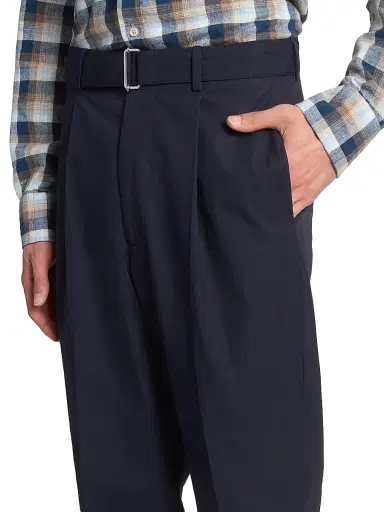 OFFICINE GÉNÉRALE Men's Hugo Cotton Poplin Pleated Trousers | Thumbnail 6