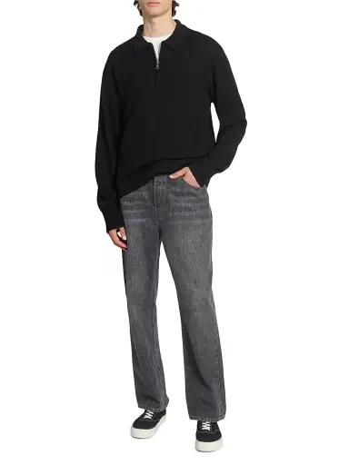 OFFICINE GÉNÉRALE Men's Bene Merino Wool Quarter-Zip Sweater - Black - Size XXL | Thumbnail 2 OFFICINE GÉNÉRALE Men's Bene Merino Wool Quarter-Zip Sweater - Black - Size XXL | Thumbnail 2