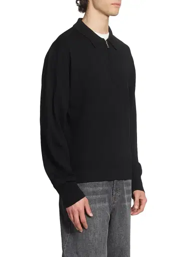 OFFICINE GÉNÉRALE Men's Bene Merino Wool Quarter-Zip Sweater - Black - Size XXL | Thumbnail 4 OFFICINE GÉNÉRALE Men's Bene Merino Wool Quarter-Zip Sweater - Black - Size XXL | Thumbnail 4