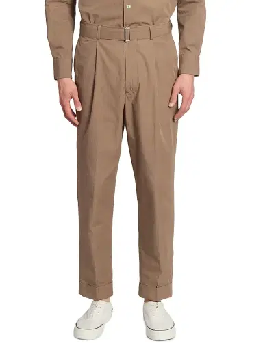 OFFICINE GÉNÉRALE Men's Hugo Cotton Poplin Pleated Trousers | Thumbnail 3