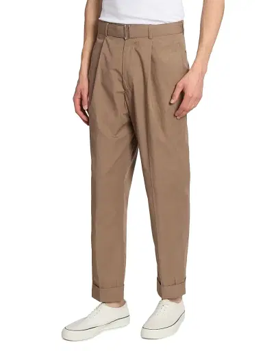 OFFICINE GÉNÉRALE Men's Hugo Cotton Poplin Pleated Trousers | Thumbnail 4