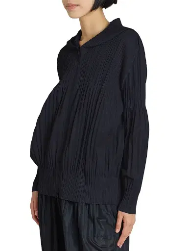 Pleats Please Issey Miyake Women's Fluffy Basics Plissé Zip Hoodie - Black - Size Large | Thumbnail 4