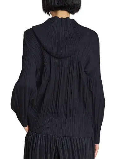 Pleats Please Issey Miyake Women's Fluffy Basics Plissé Zip Hoodie - Black - Size Large | Thumbnail 5