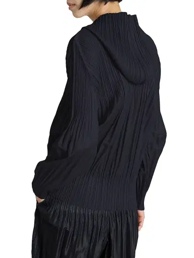 Pleats Please Issey Miyake Women's Fluffy Basics Plissé Zip Hoodie - Black - Size Large | Thumbnail 6