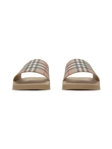Burberry Men's Furley Check Slide Sandals - Beige | Thumbnail 2 Burberry Men's Furley Check Slide Sandals - Beige | Thumbnail 2