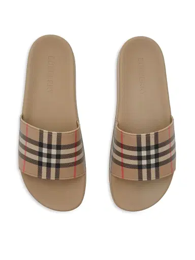 Burberry Men's Furley Check Slide Sandals - Beige | Thumbnail 4 Burberry Men's Furley Check Slide Sandals - Beige | Thumbnail 4