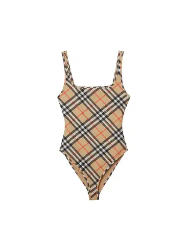 Burberry Women's Sabina Check One-Piece Swimsuit - Sand Ip Check - Size XXS | Thumbnail 1