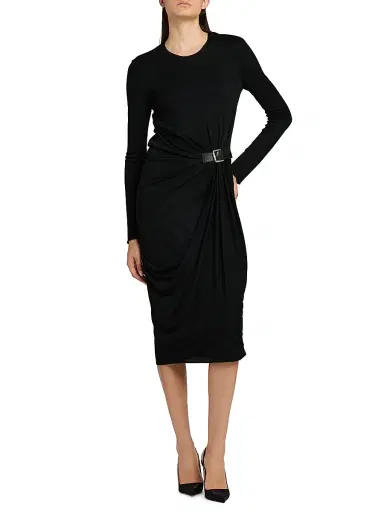 Tom Ford Women's Ruched Crepe Jersey Cocktail Dress - Naa Black - Size 10 | Thumbnail 3