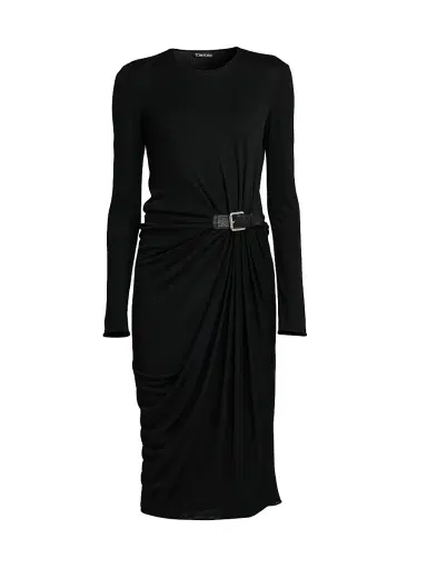 Tom Ford Women's Ruched Crepe Jersey Cocktail Dress - Naa Black - Size 10 | Thumbnail 1