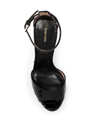 Tom Ford Women's 105MM Python-Embossed Stiletto Sandals - Black - Size 10 | Thumbnail 4 Tom Ford Women's 105MM Python-Embossed Stiletto Sandals - Black - Size 10 | Thumbnail 4