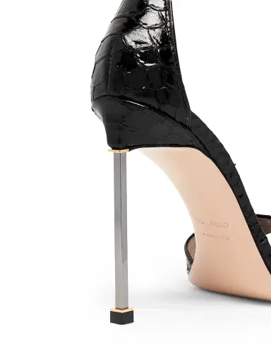 Tom Ford Women's 105MM Python-Embossed Stiletto Sandals - Black - Size 10 | Thumbnail 5 Tom Ford Women's 105MM Python-Embossed Stiletto Sandals - Black - Size 10 | Thumbnail 5