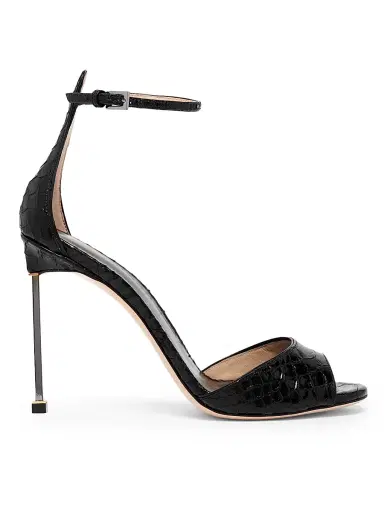 Tom Ford Women's 105MM Python-Embossed Stiletto Sandals - Black - Size 10 | Thumbnail 1 Tom Ford Women's 105MM Python-Embossed Stiletto Sandals - Black - Size 10 | Thumbnail 1