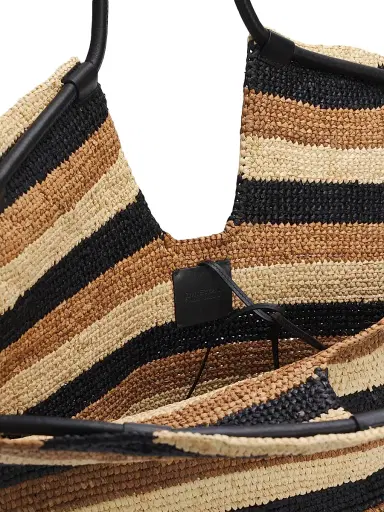 Zimmermann Women's Goldentime Large Striped Handwoven Raffia Tote Bag - Black Stripes | Thumbnail 4 Zimmermann Women's Goldentime Large Striped Handwoven Raffia Tote Bag - Black Stripes | Thumbnail 4