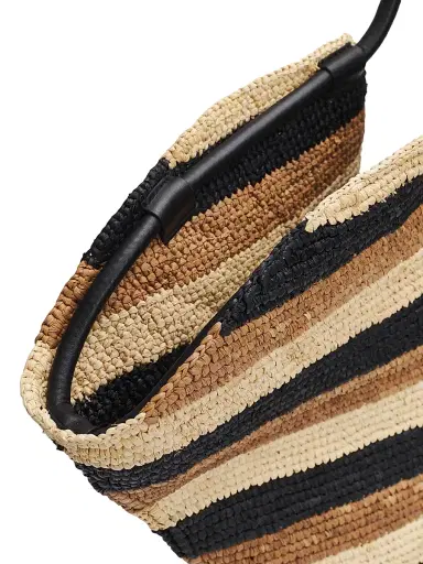 Zimmermann Women's Goldentime Large Striped Handwoven Raffia Tote Bag - Black Stripes | Thumbnail 6 Zimmermann Women's Goldentime Large Striped Handwoven Raffia Tote Bag - Black Stripes | Thumbnail 6