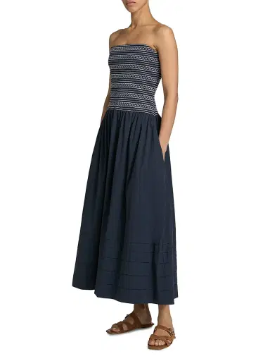 Ramy Brook Women's Jace Stitch Strapless Maxi Dress - Navy | Thumbnail 4