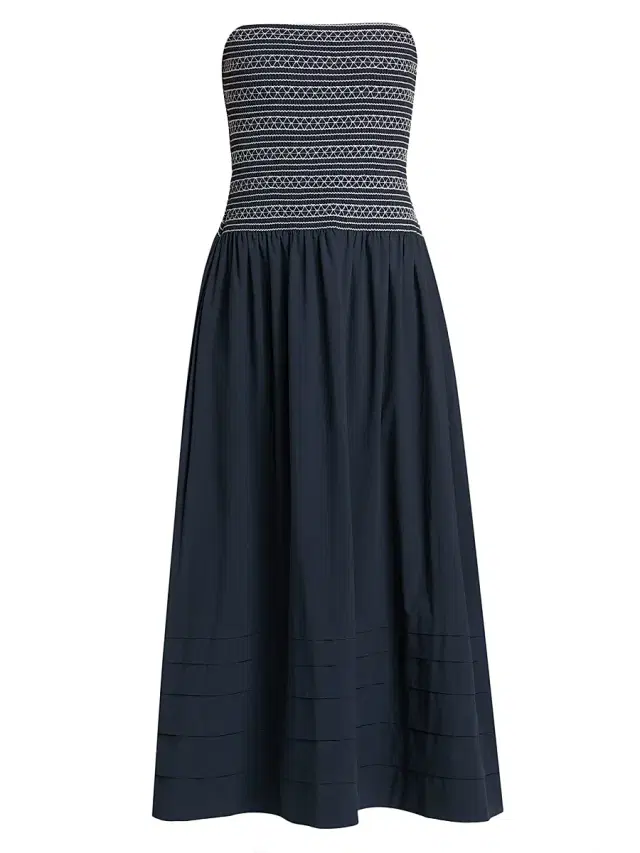 Ramy Brook Women's Jace Stitch Strapless Maxi Dress - Navy