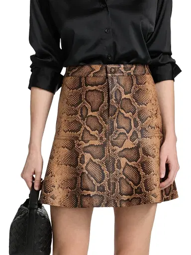 Kobi Halperin Women's Addie Snake Leather A-Line Miniskirt - Tannin Multi - Size 14 | Thumbnail 3 Kobi Halperin Women's Addie Snake Leather A-Line Miniskirt - Tannin Multi - Size 14 | Thumbnail 3