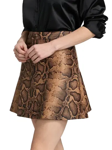 Kobi Halperin Women's Addie Snake Leather A-Line Miniskirt - Tannin Multi - Size 14 | Thumbnail 4 Kobi Halperin Women's Addie Snake Leather A-Line Miniskirt - Tannin Multi - Size 14 | Thumbnail 4