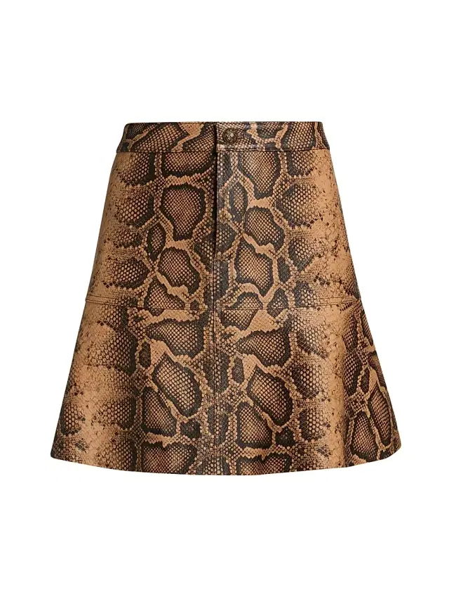 Kobi Halperin Women's Addie Snake Leather A-Line Miniskirt - Tannin Multi