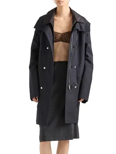 Prada Women's Single-Breasted Kid Mohair and Nylon Coat - Blue - Size 8 | Thumbnail 2 Prada Women's Single-Breasted Kid Mohair and Nylon Coat - Blue - Size 8 | Thumbnail 2