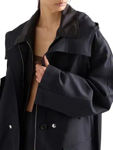 Prada Women's Single-Breasted Kid Mohair and Nylon Coat - Blue - Size 8 | Thumbnail 5 Prada Women's Single-Breasted Kid Mohair and Nylon Coat - Blue - Size 8 | Thumbnail 5