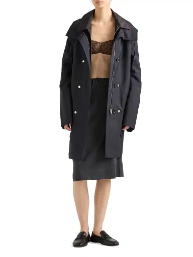 Prada Women's Single-Breasted Kid Mohair and Nylon Coat - Blue - Size 8 | Thumbnail 7 Prada Women's Single-Breasted Kid Mohair and Nylon Coat - Blue - Size 8 | Thumbnail 7