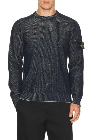 Stone Island Crew Neck Rib Cotton Jumper | Thumbnail 1 Stone Island Crew Neck Rib Cotton Jumper | Thumbnail 1