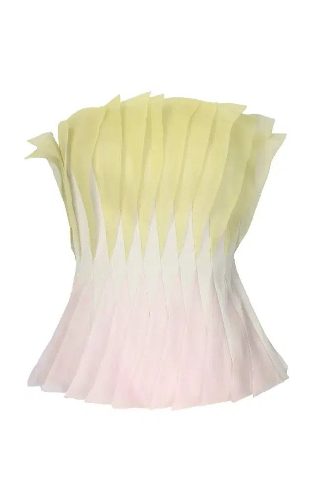 Chorus Exclusive Marlon Pleated Silk-Blend Organza Top