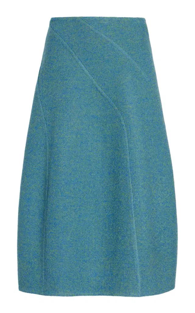 Gaelle Seamed Wool-Blend Midi Skirt