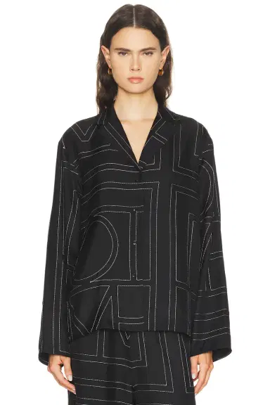 TOTEME Monogram Silk PJ Top | Thumbnail 2 TOTEME Monogram Silk PJ Top | Thumbnail 2