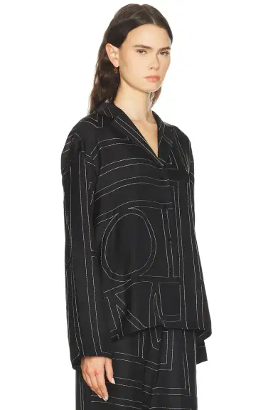 TOTEME Monogram Silk PJ Top | Thumbnail 3 TOTEME Monogram Silk PJ Top | Thumbnail 3