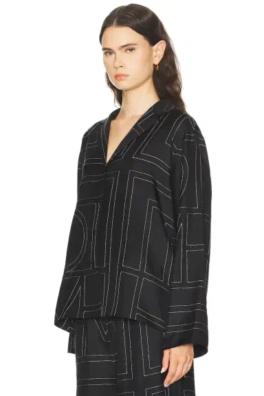TOTEME Monogram Silk PJ Top | Thumbnail 4 TOTEME Monogram Silk PJ Top | Thumbnail 4