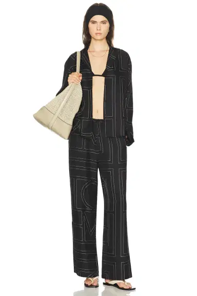 TOTEME Monogram Silk PJ Bottom | Thumbnail 5 TOTEME Monogram Silk PJ Bottom | Thumbnail 5