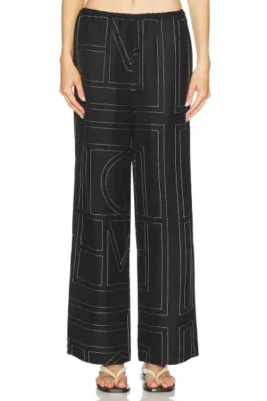 TOTEME Monogram Silk PJ Bottom | Thumbnail 1 TOTEME Monogram Silk PJ Bottom | Thumbnail 1