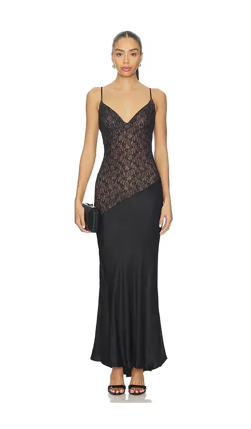 Bardot Aralia Lace Satin Maxi Dress