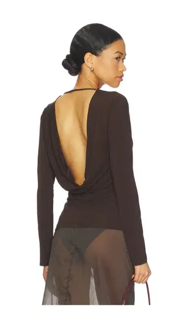 Helmut Lang Cowl Back Long Sleeve Top | Thumbnail 1