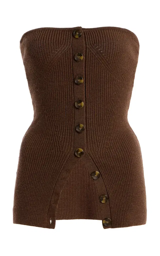 Ulla Johnson Yanni Button-Detailed Wool Strapless Top