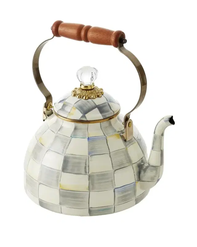 MacKenzie-Childs Sterling Check Tea Kettle, 3qt.