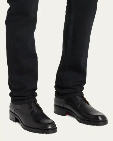 Christian Louboutin Men's Trapman Red Sole Leather Combat Boots | Thumbnail 2
