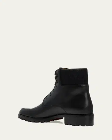 Christian Louboutin Men's Trapman Red Sole Leather Combat Boots | Thumbnail 4