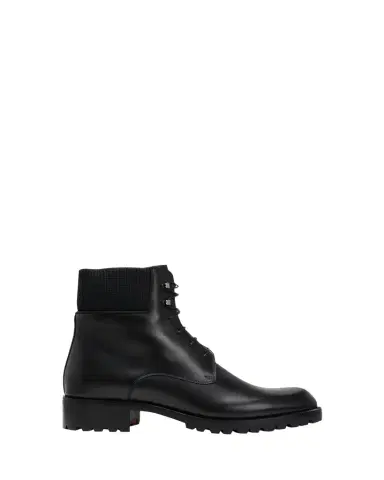 Christian Louboutin Men's Trapman Red Sole Leather Combat Boots | Thumbnail 1