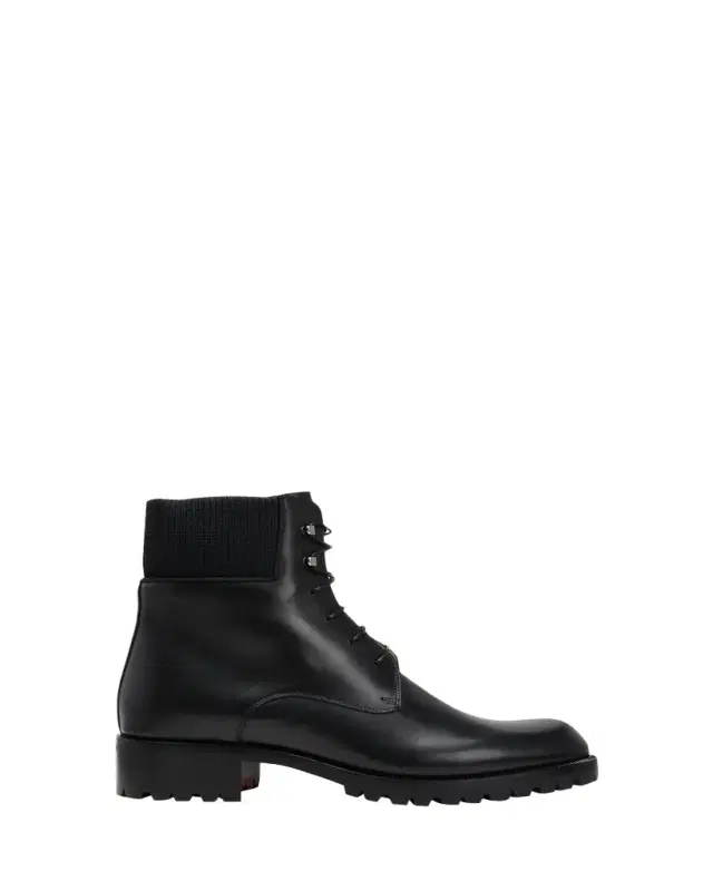 Christian Louboutin Men's Trapman Red Sole Leather Combat Boots