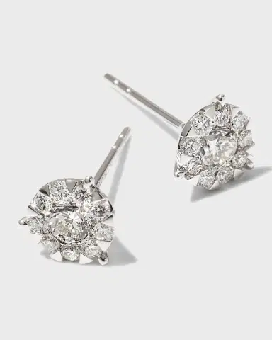 Mémoire White Gold Bouquet 3-Prong Diamond Stud Earrings, 0.69-0.77tcw | Thumbnail 2