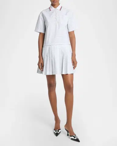 Thom Browne Striped Poplin Short-Sleeve Mini Polo Shirtdress | Thumbnail 2
