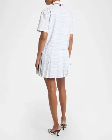 Thom Browne Striped Poplin Short-Sleeve Mini Polo Shirtdress | Thumbnail 3