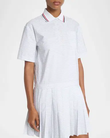 Thom Browne Striped Poplin Short-Sleeve Mini Polo Shirtdress | Thumbnail 4